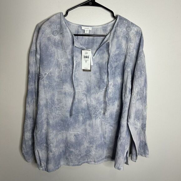 Tops - Women's NEW Pure Jill Tye Dye Floral Long Sleeve Blouse Lightweight‎ Size SP